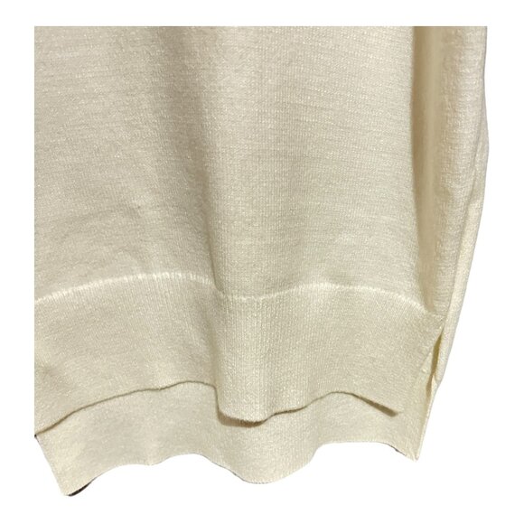 Carmen Marc Valvo Ivory White Sleeveless Turtleneck Stretch Sweater Size L - Picture 3 of 10